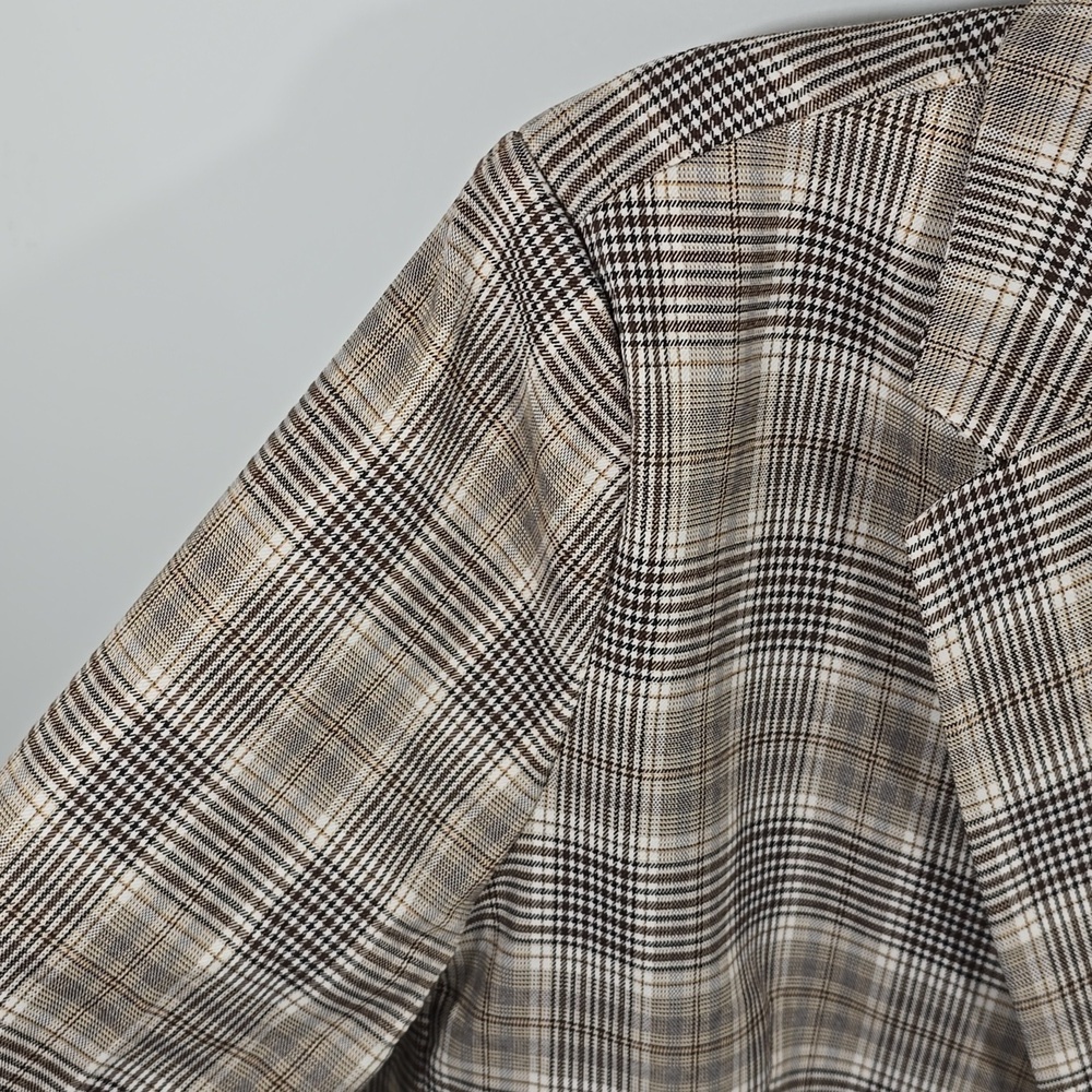 New Unbranded Brown Plaid Blazer Jacket - Size XXL - Picture 7 of 17